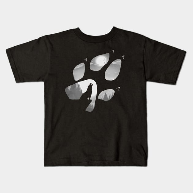 Wolf Paw Kids T-Shirt by dhapiart